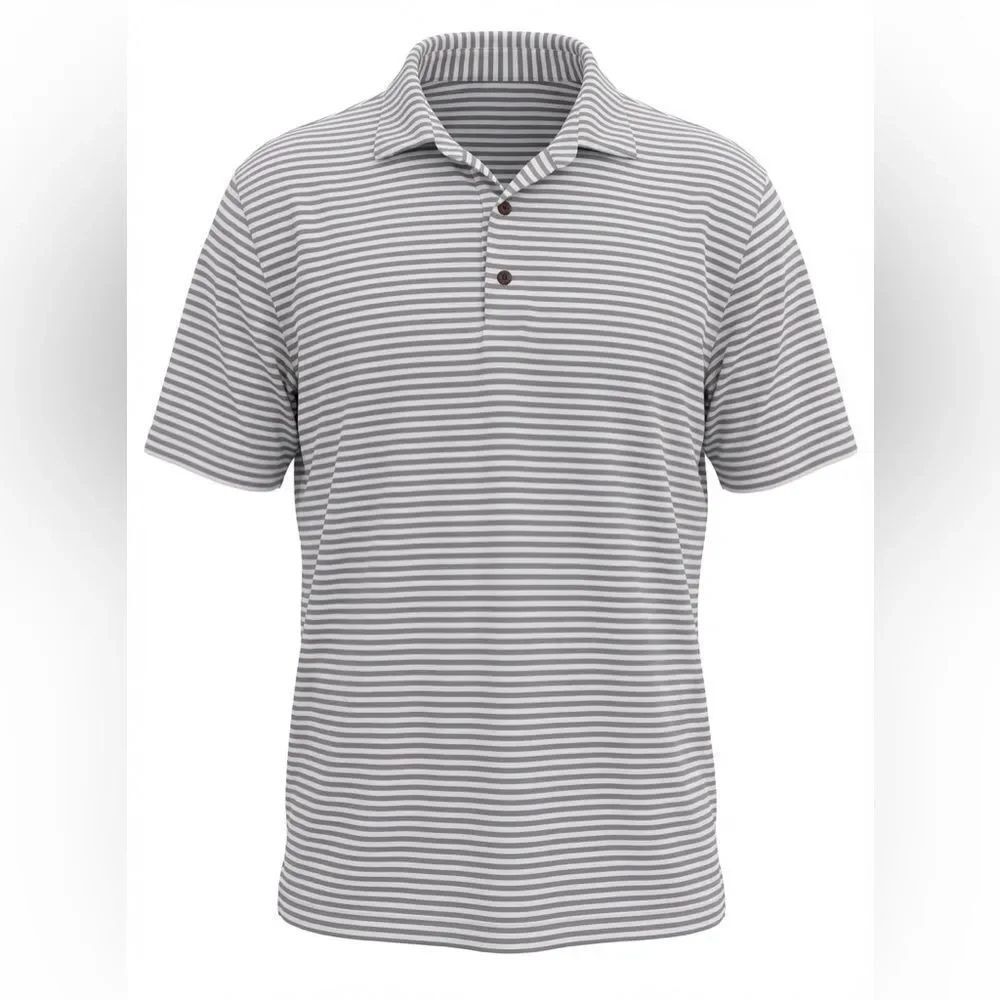 PETER MILLAR MENS POLO SHIRT LAVENDER WHITE STRIPED SIZE XL